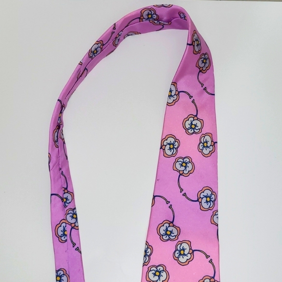 Peter Max Silk Tie Pink Floral Print Signed Pop Art Rare Vintage Collectible - Picture 5 of 11